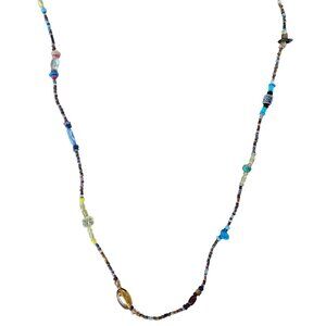 Handmade Boho Beaded Necklace Multicolor Glass Wood Beads Fashion Jewelry Woman